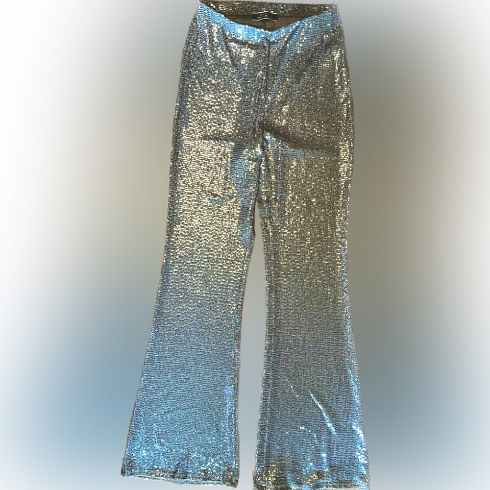 Silver High Rise Sequin Pants 🩶